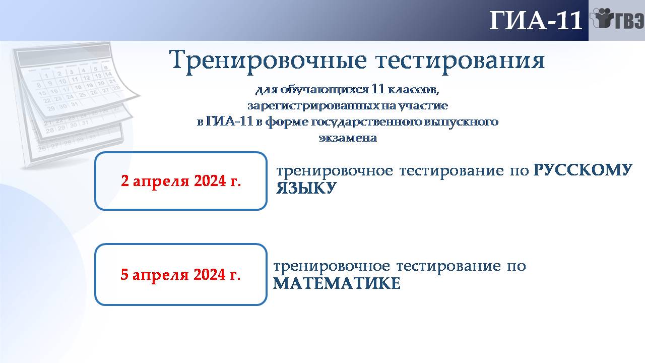 Тренировочные тестирования ГИА.